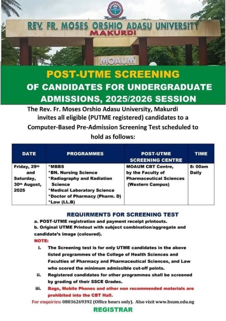 benue state university post utme